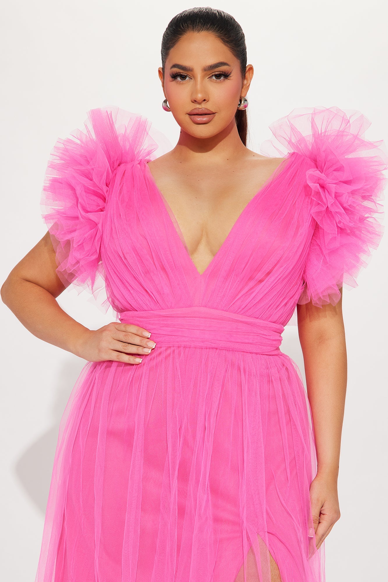 Lush Life Tulle Gown - Hot Pink