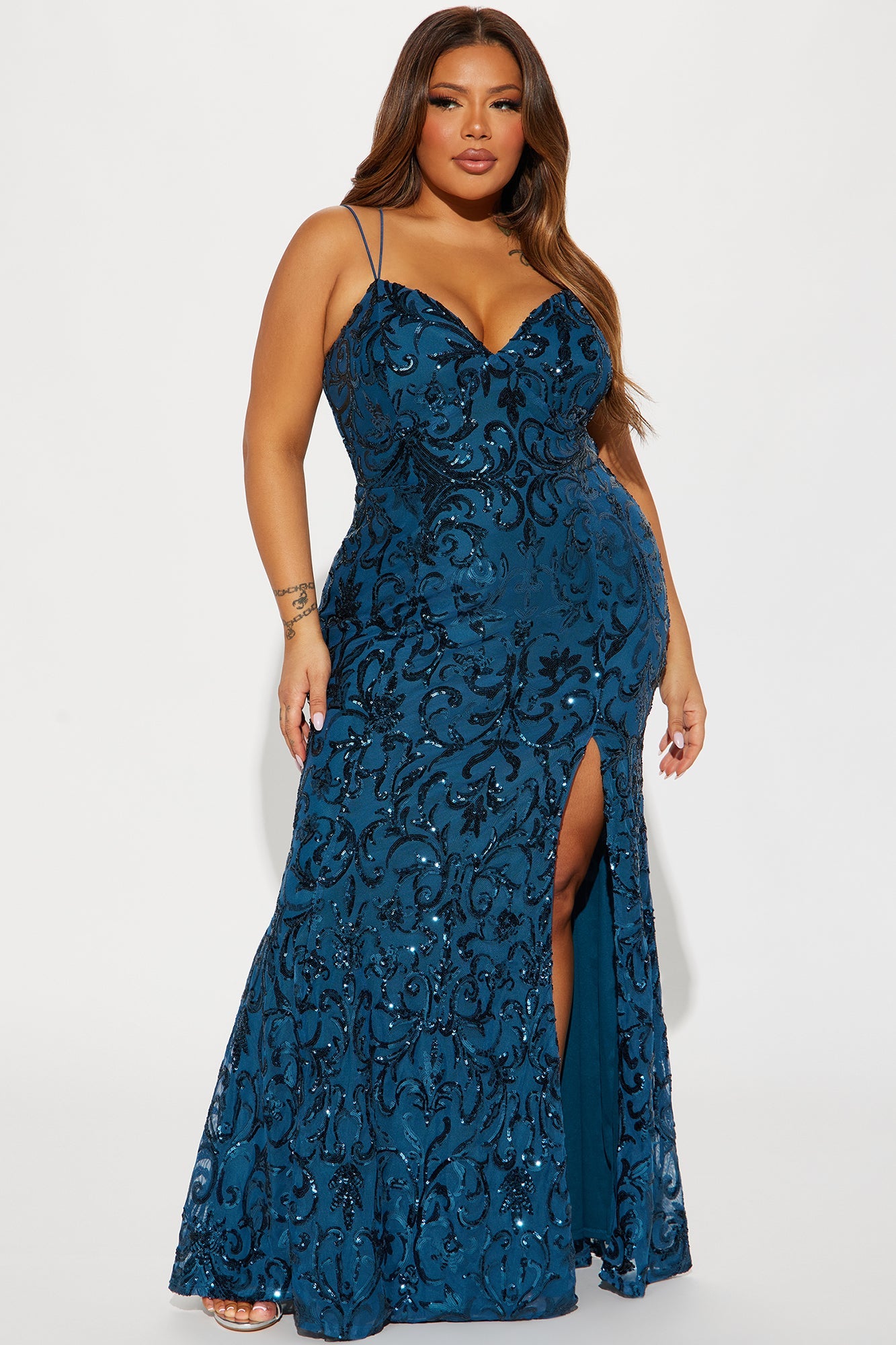 Mira Sequin Gown - Teal