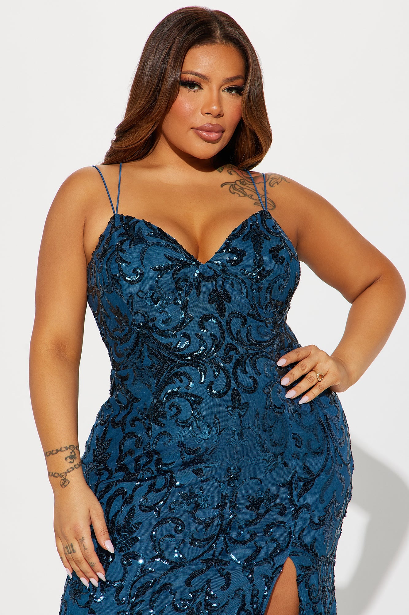 Mira Sequin Gown - Teal
