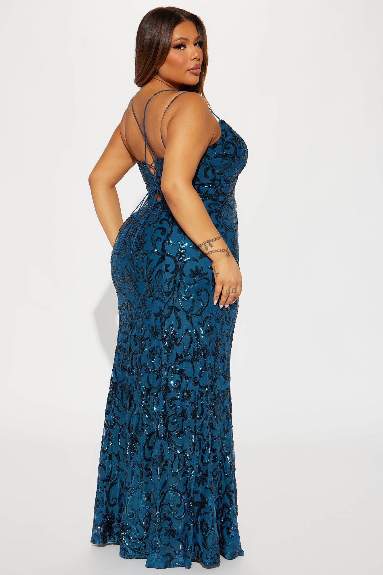 Mira Sequin Gown - Teal