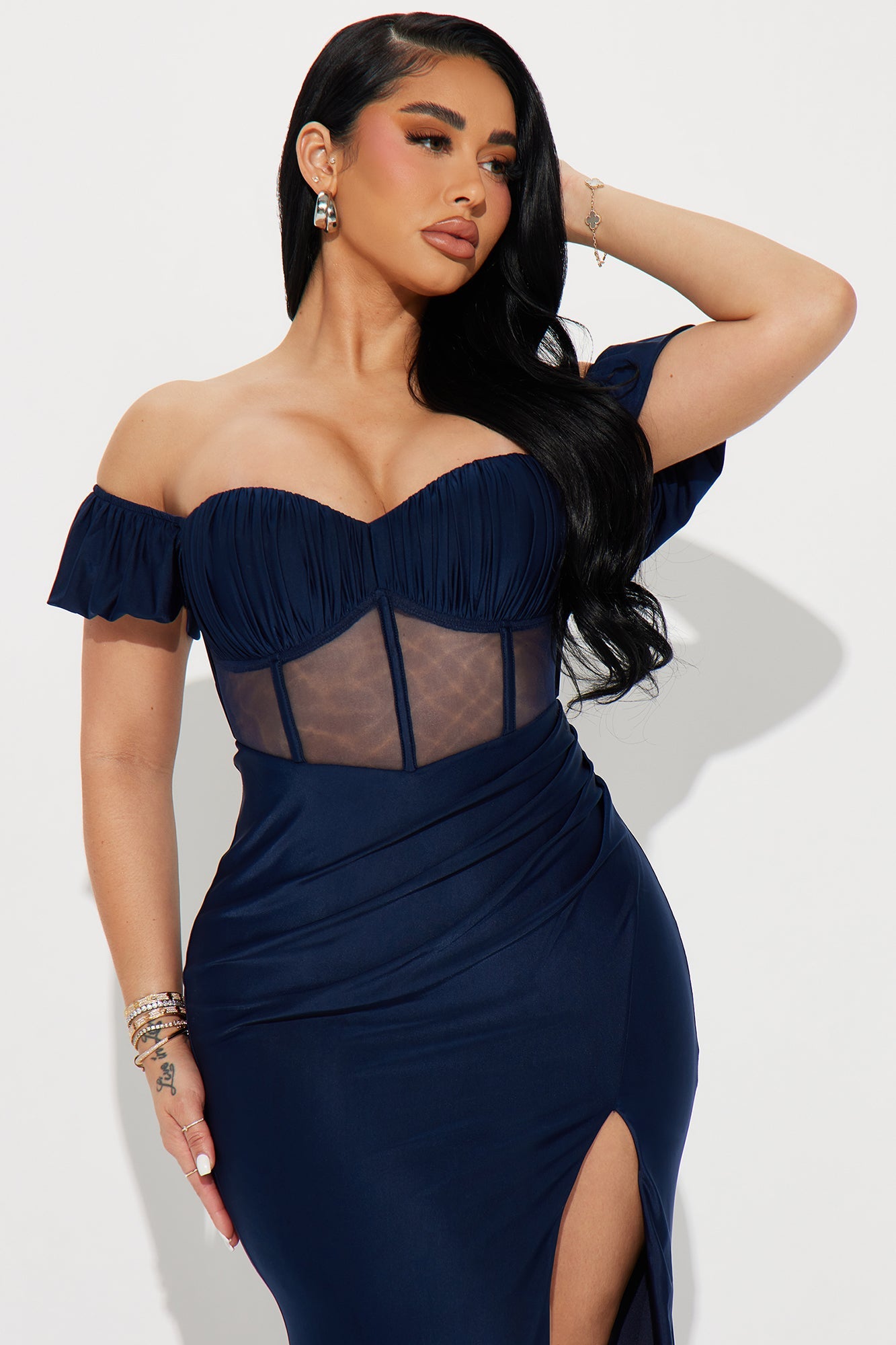Emma Corset Gown - Navy