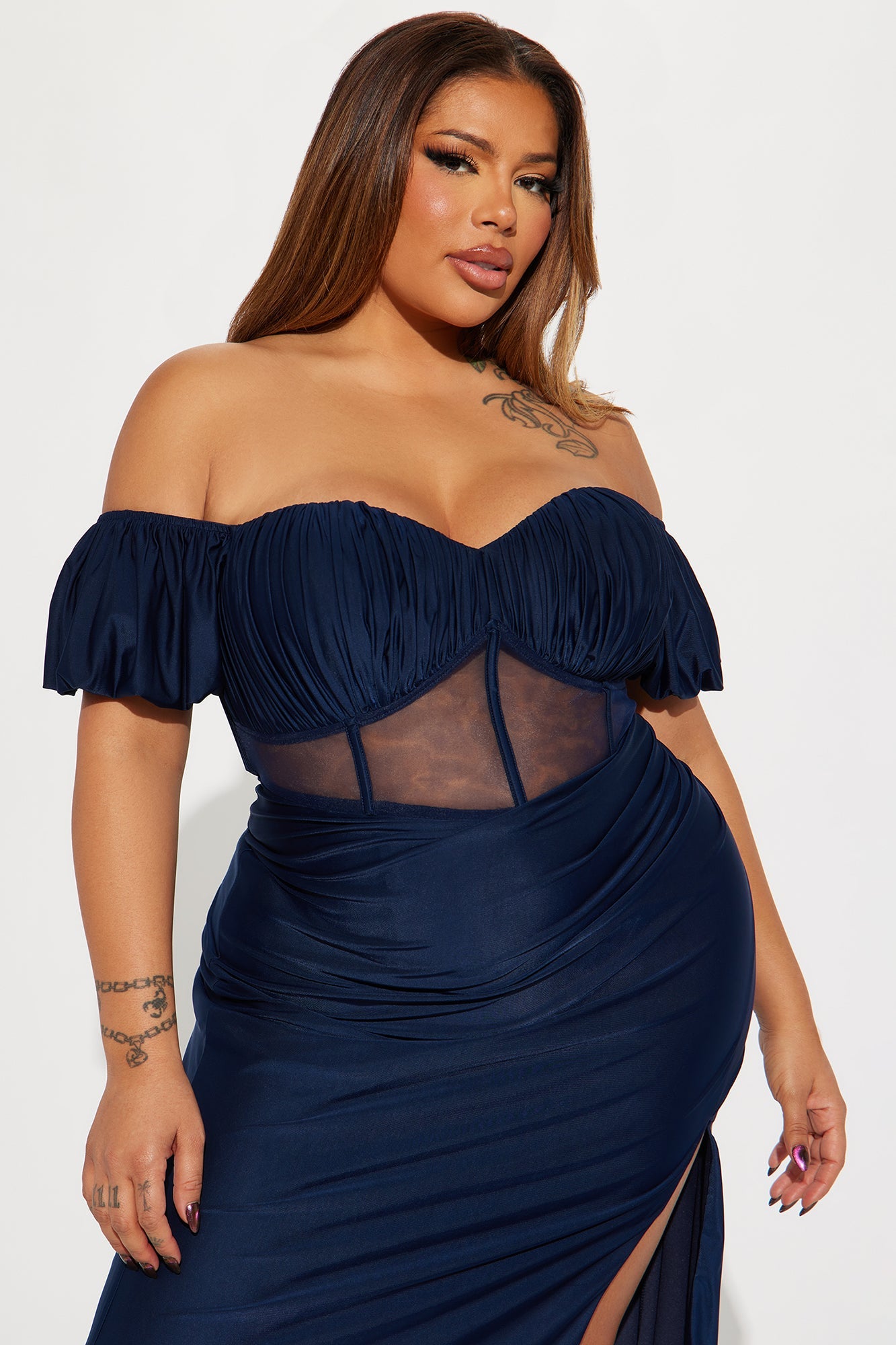 Emma Corset Gown - Navy