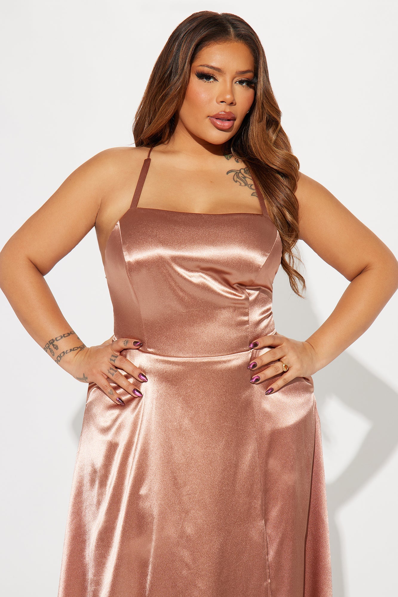 Fancy Taste Satin Maxi Dress - Mocha