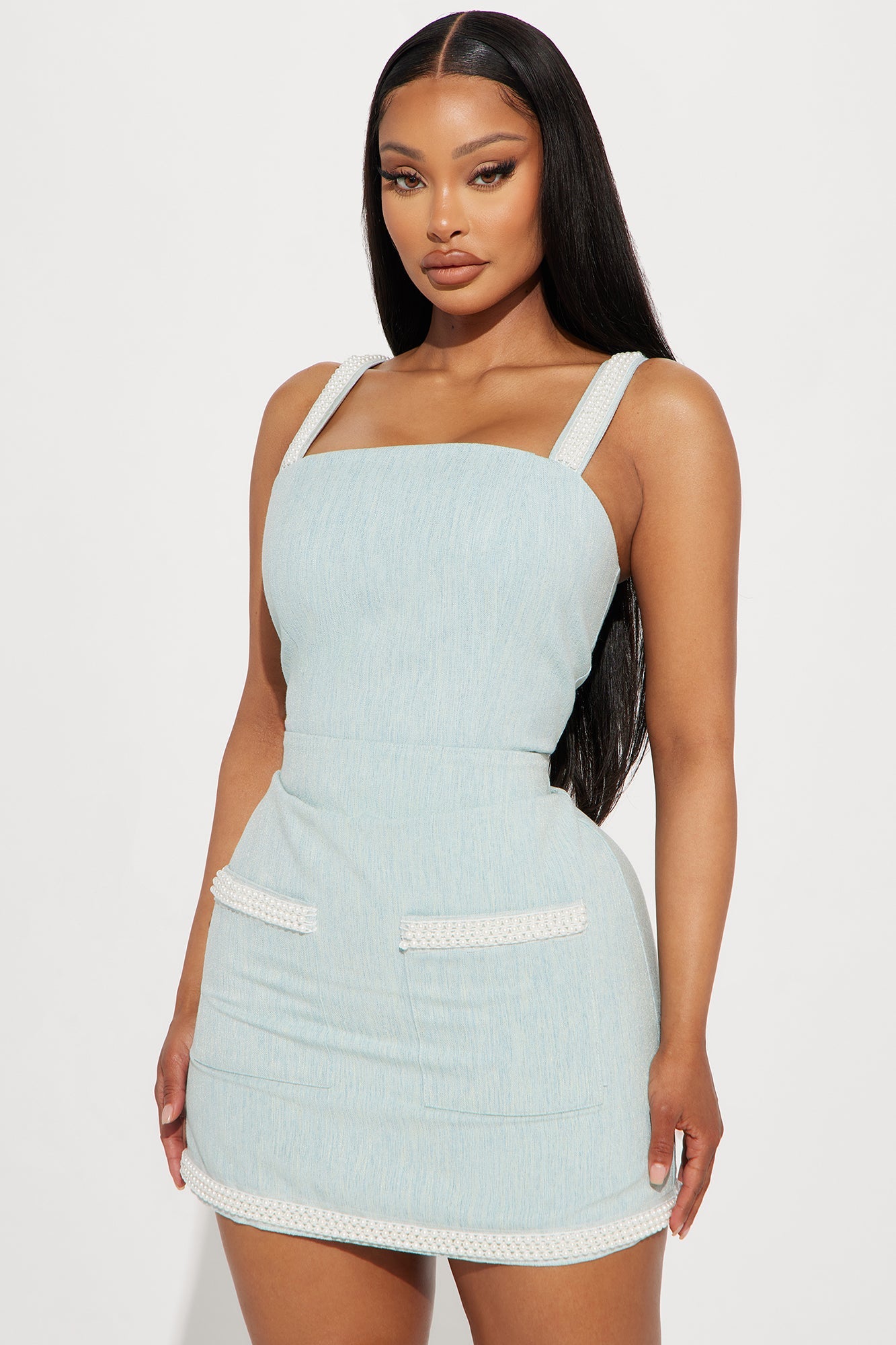 Taylor Twill Mini Dress - Light Blue