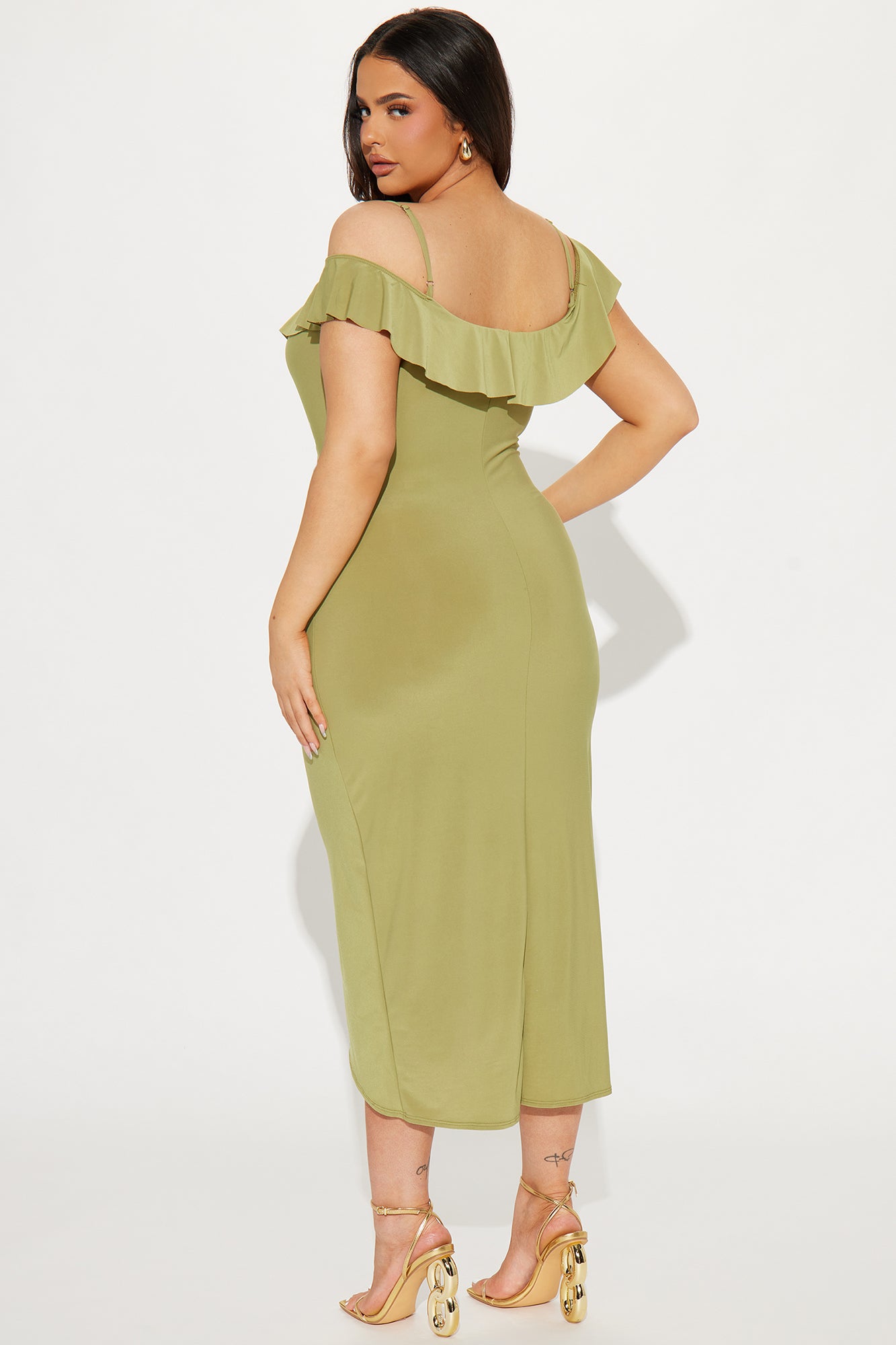 Living It Up Midi Dress - Chartreuse