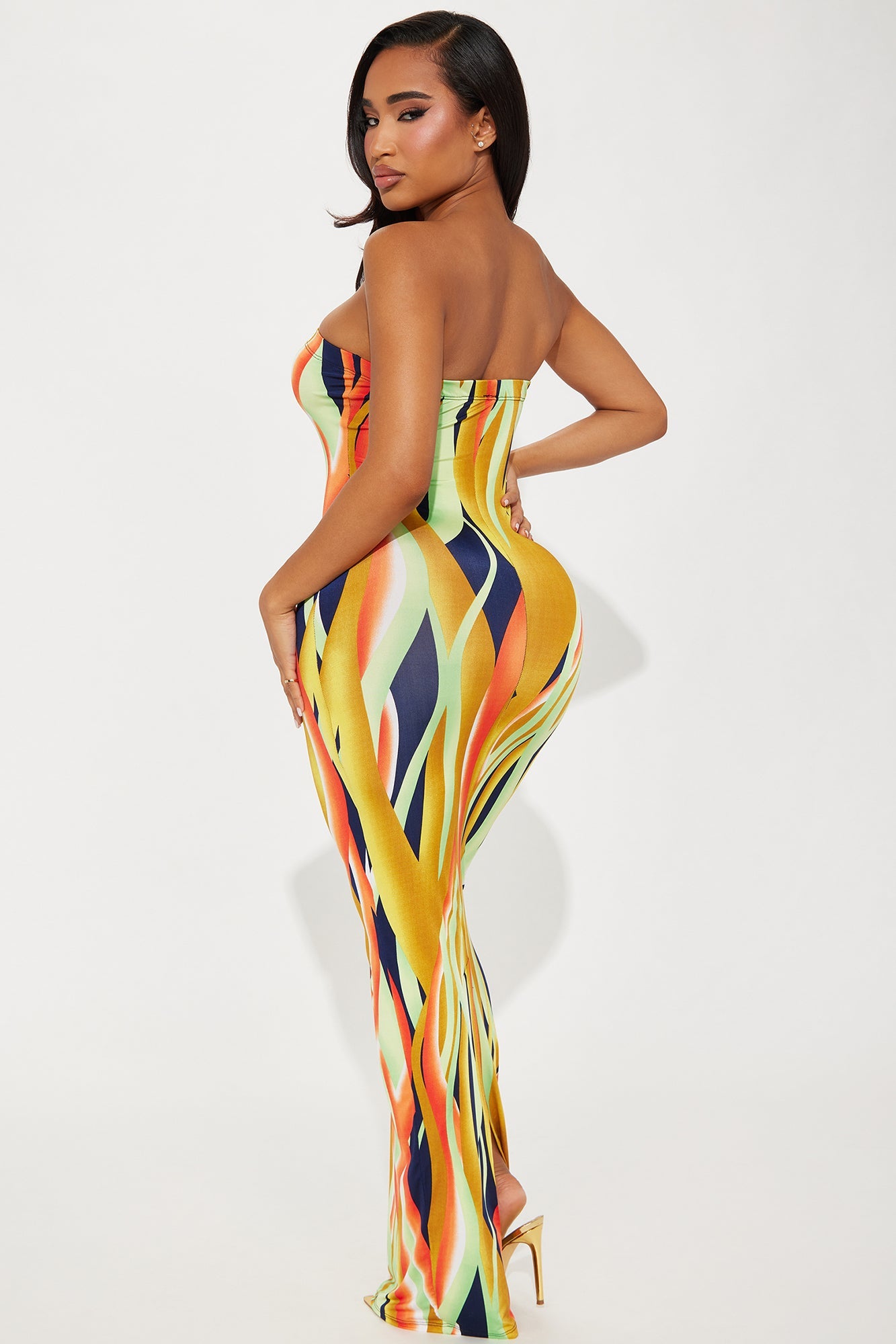 Miami Girl Printed Maxi Dress - Yellow/combo
