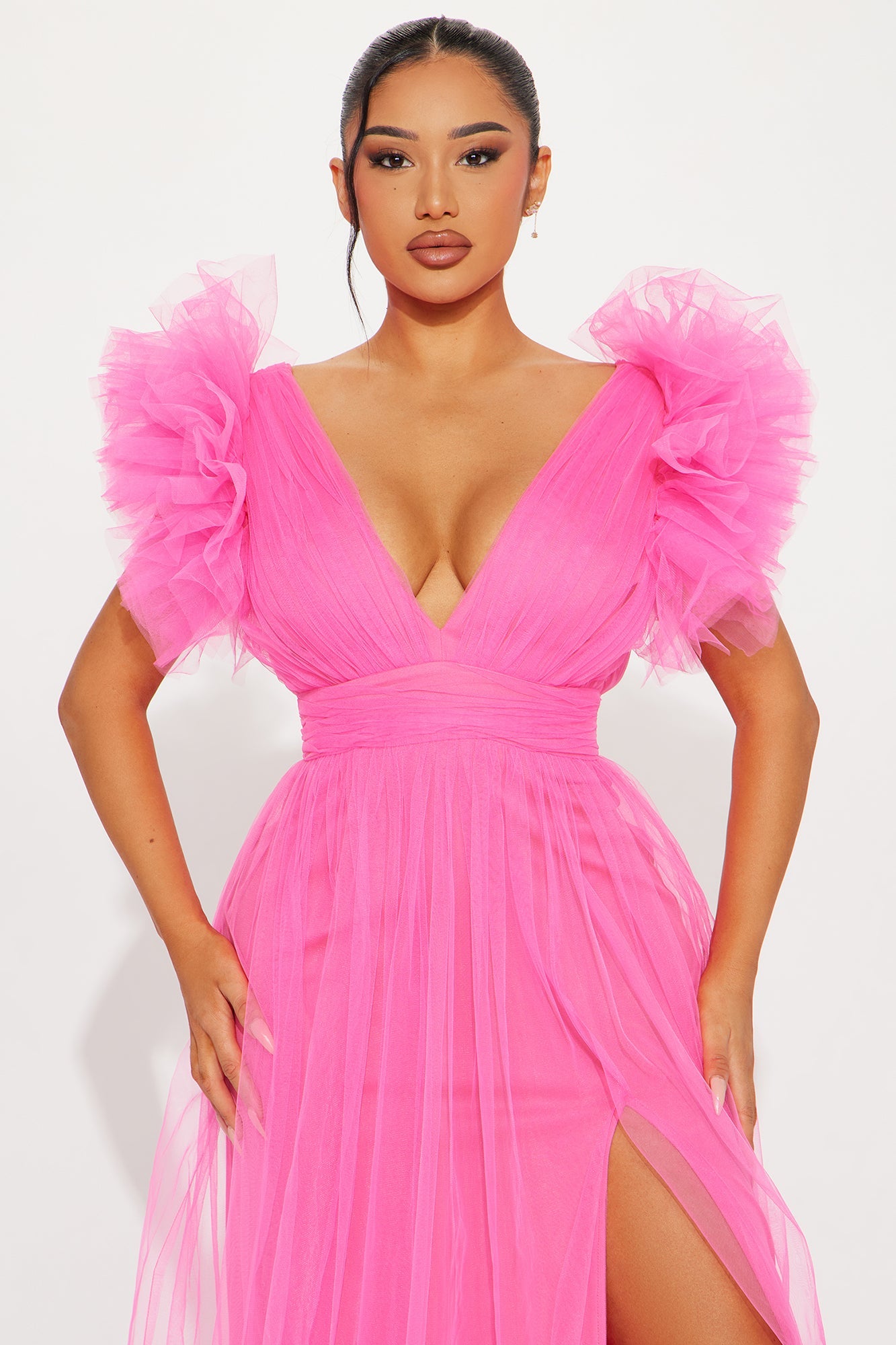 Lush Life Tulle Gown - Hot Pink