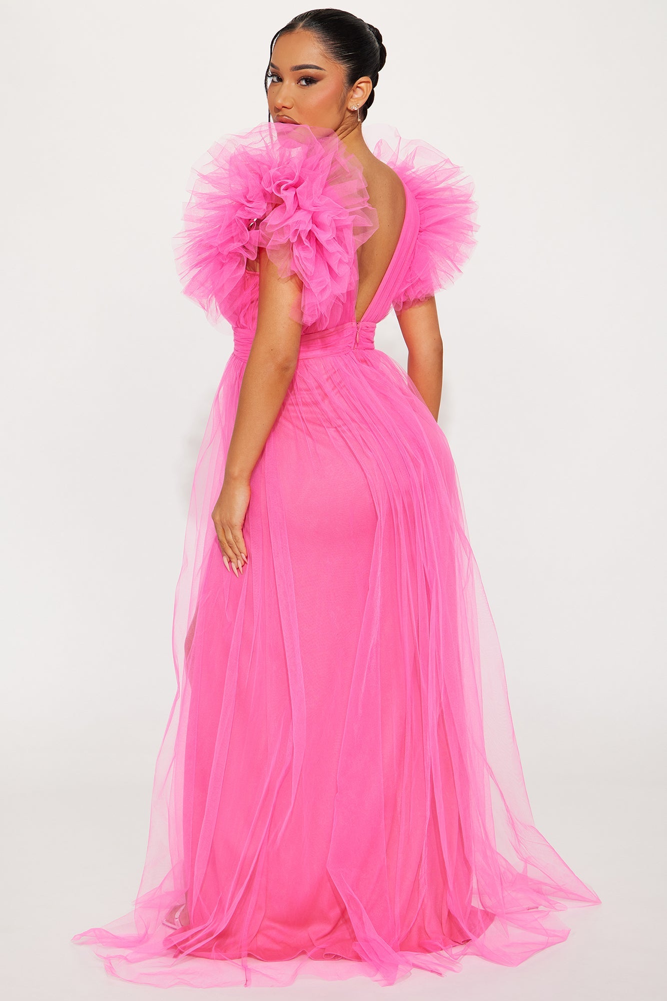 Lush Life Tulle Gown - Hot Pink