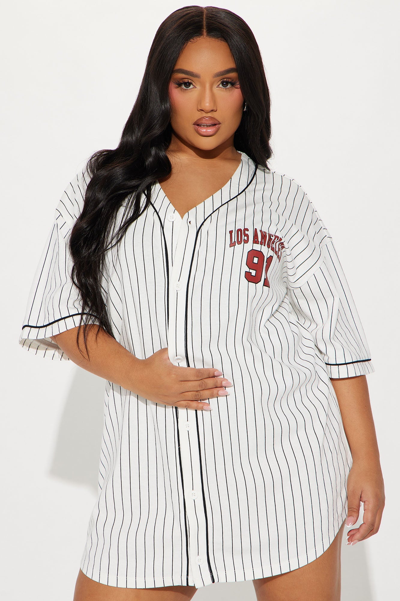 Los Angeles Jersey Mini Dress - White/combo