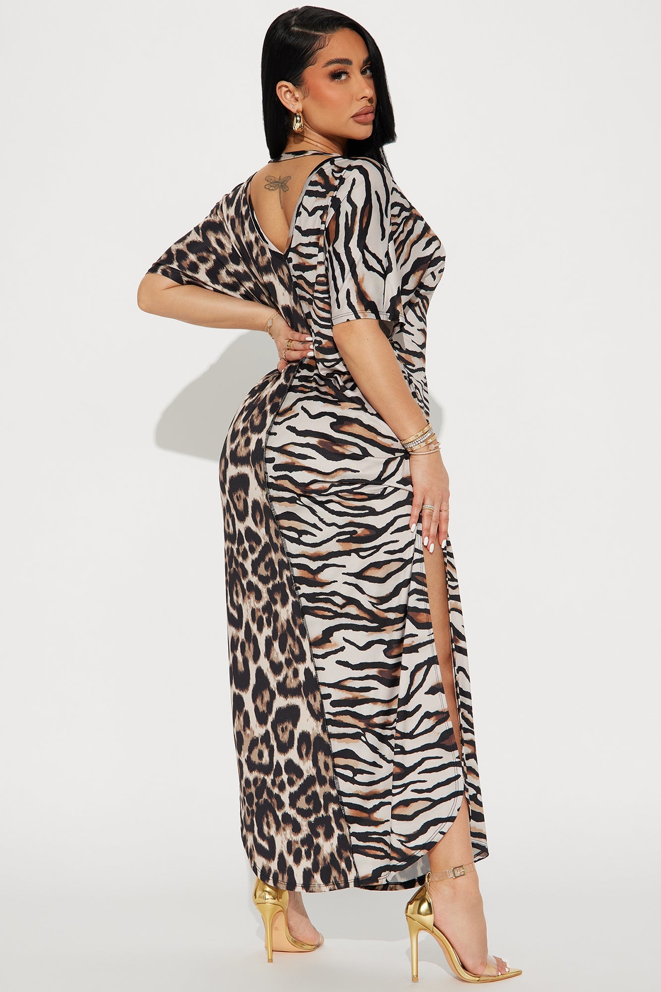 Eye Of A Tiger Maxi Dress - Brown/combo