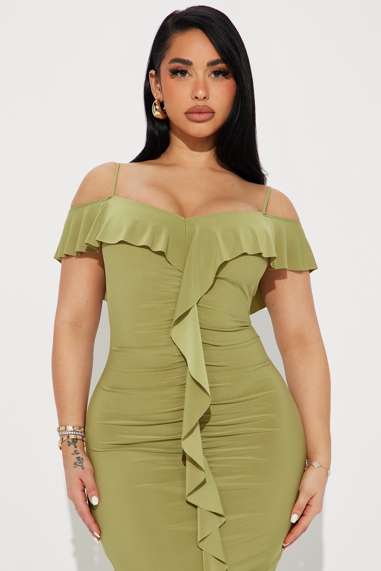 Living It Up Midi Dress - Chartreuse