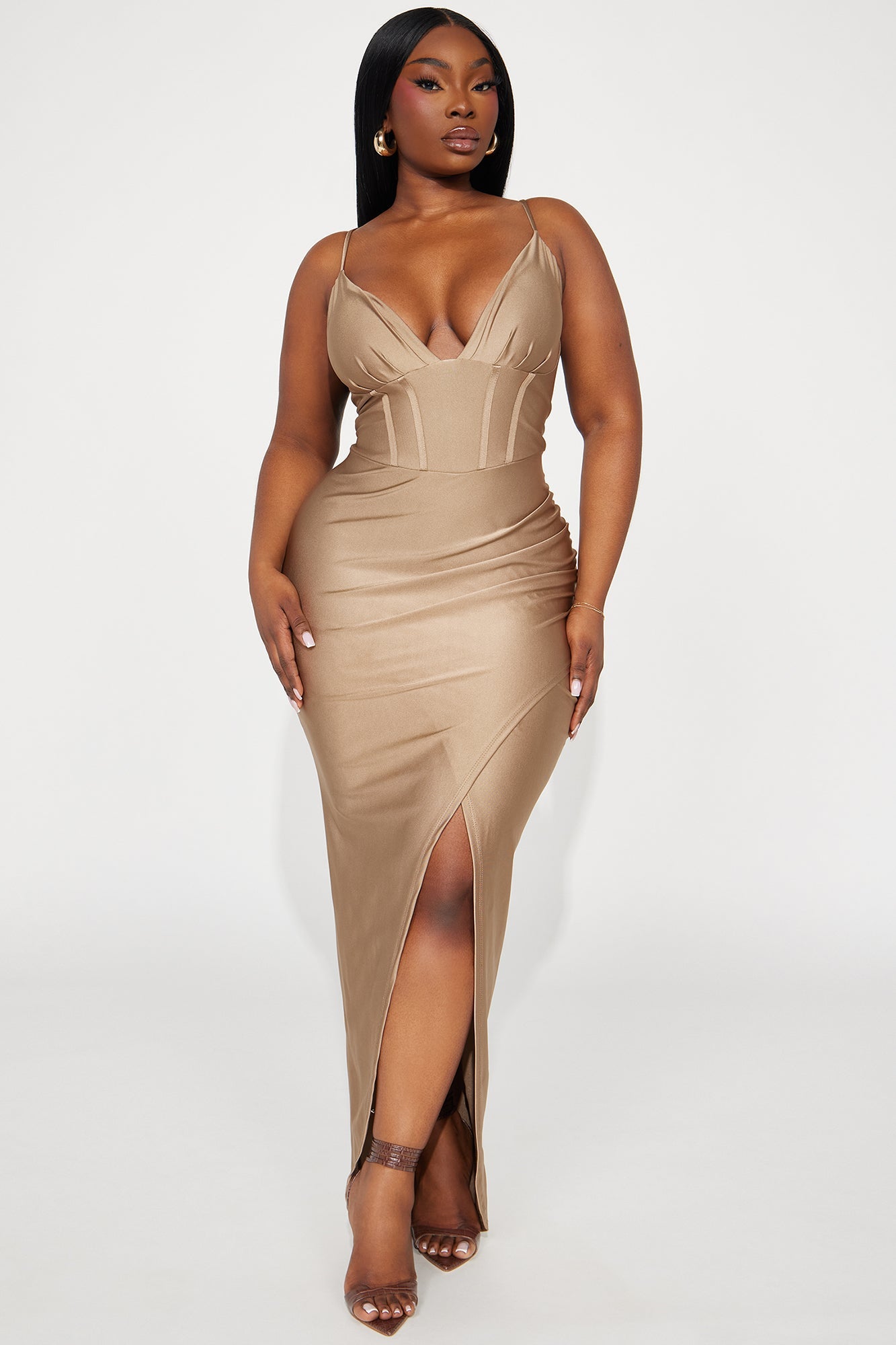 Samantha Corset Gown - Taupe