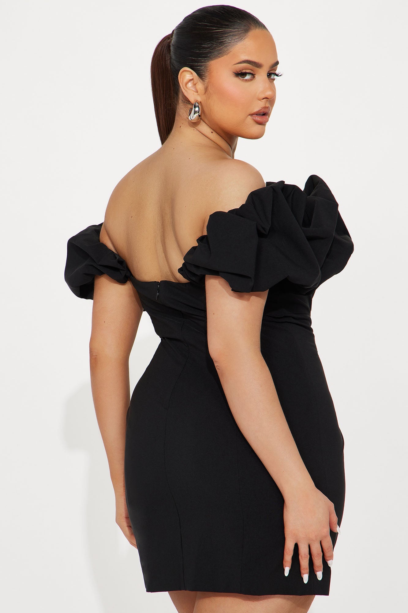 Romy Ruffle Off Shoulder Mini Dress - Black