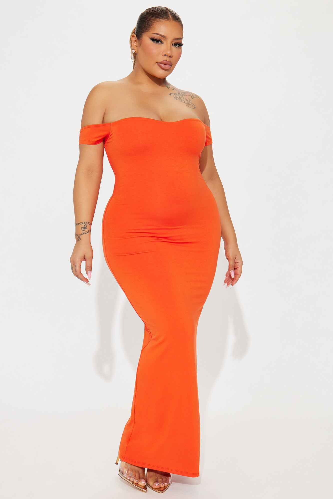 Mina Smooth Double Lined Maxi Dress - Orange