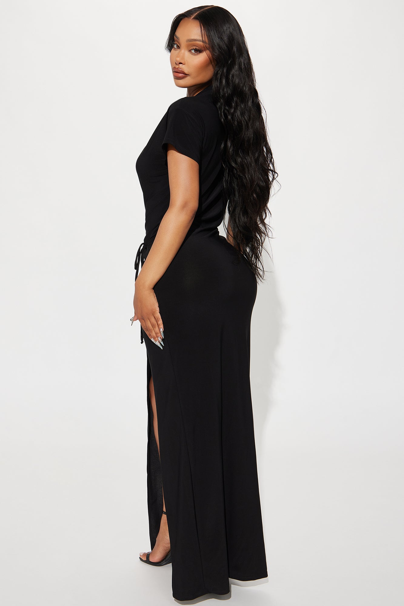 Noa Maxi Wrap Dress - Black