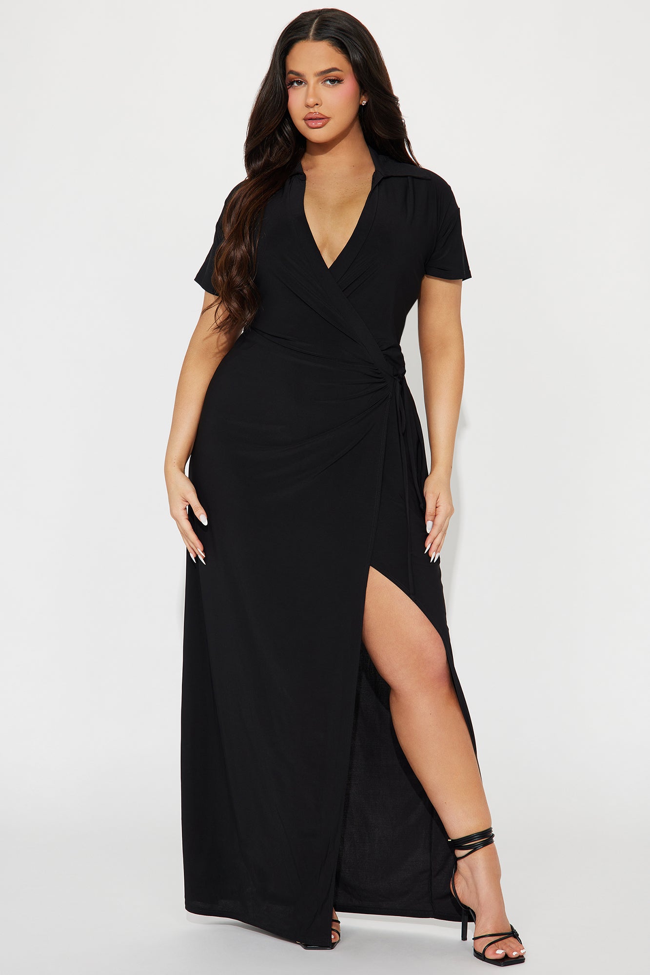 Noa Maxi Wrap Dress - Black