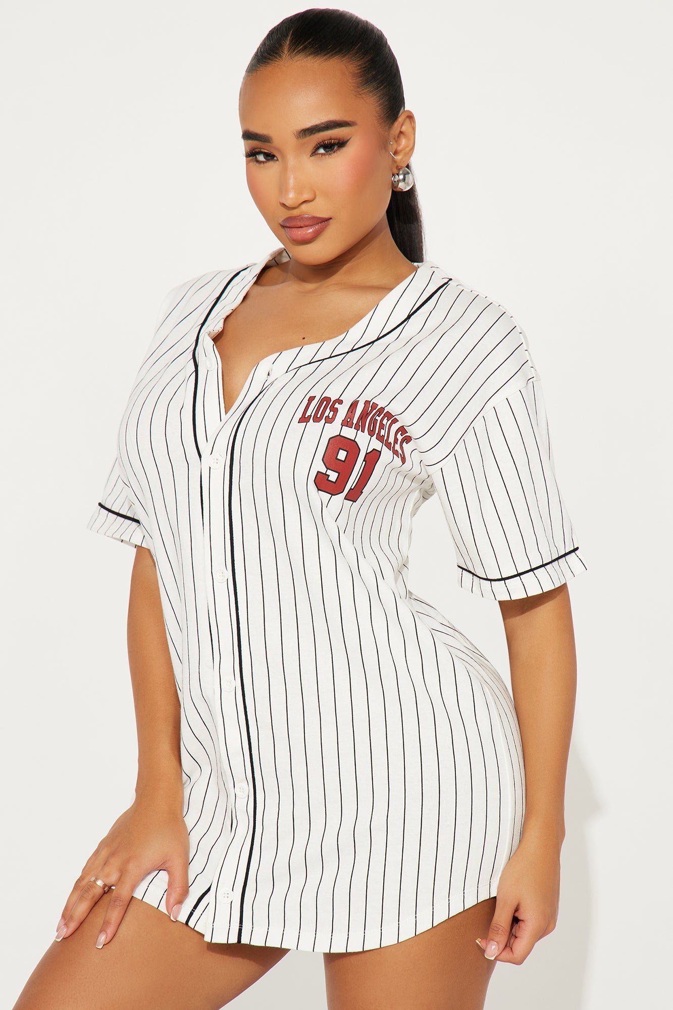 Los Angeles Jersey Mini Dress - White/combo