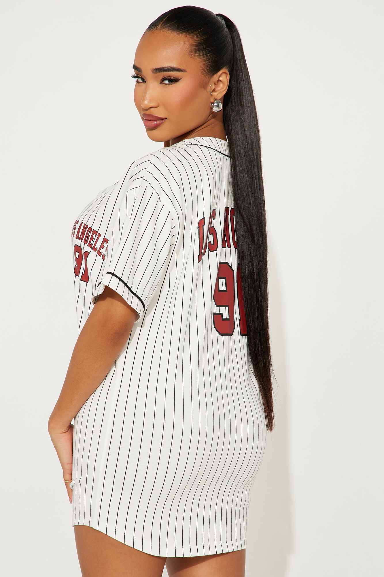 Los Angeles Jersey Mini Dress - White/combo