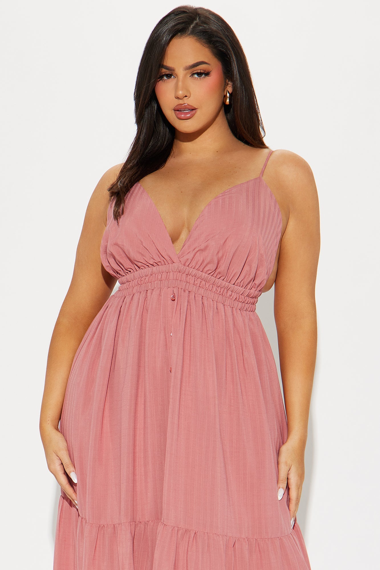 Autumn Linen Maxi Dress - Rust