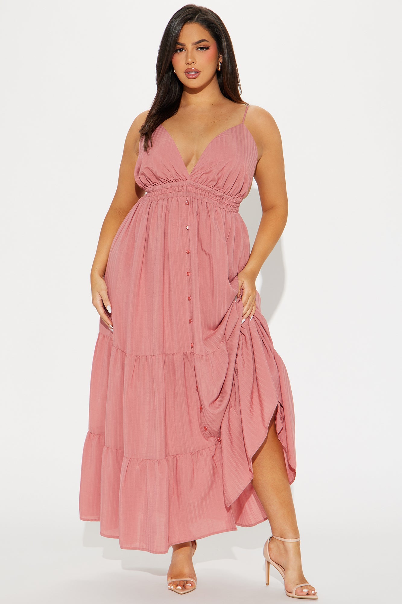 Autumn Linen Maxi Dress - Rust