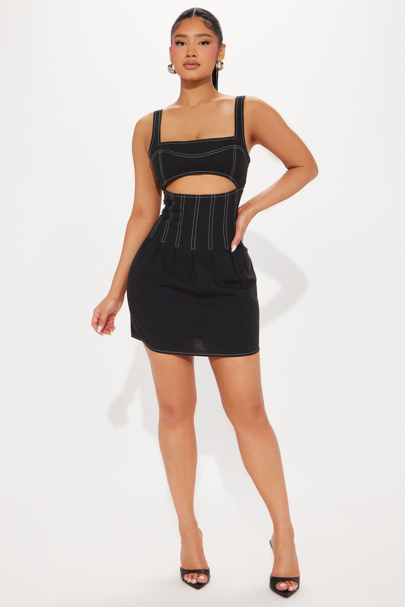 Dayna Linen Mini Dress - Black