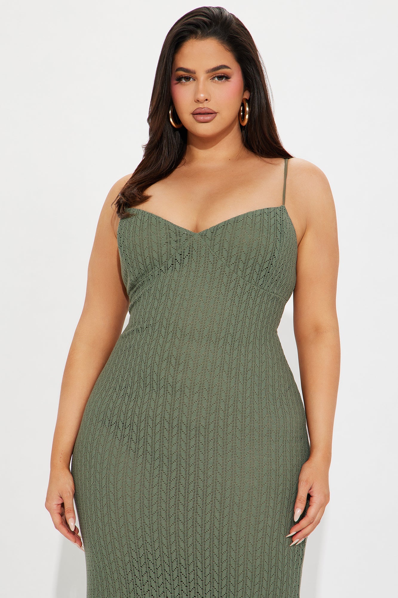 Sienna Crochet Maxi Dress - Olive