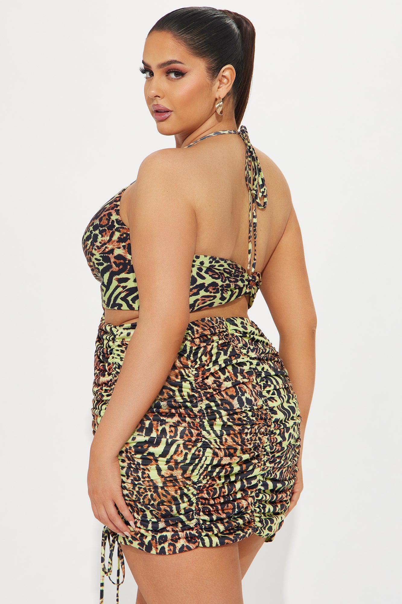 Born To Be Wild Mini Dress - Green/combo