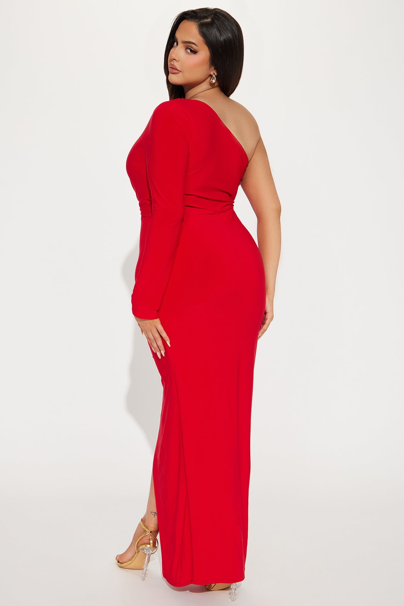 Stacy Ruched Maxi Dress - Red