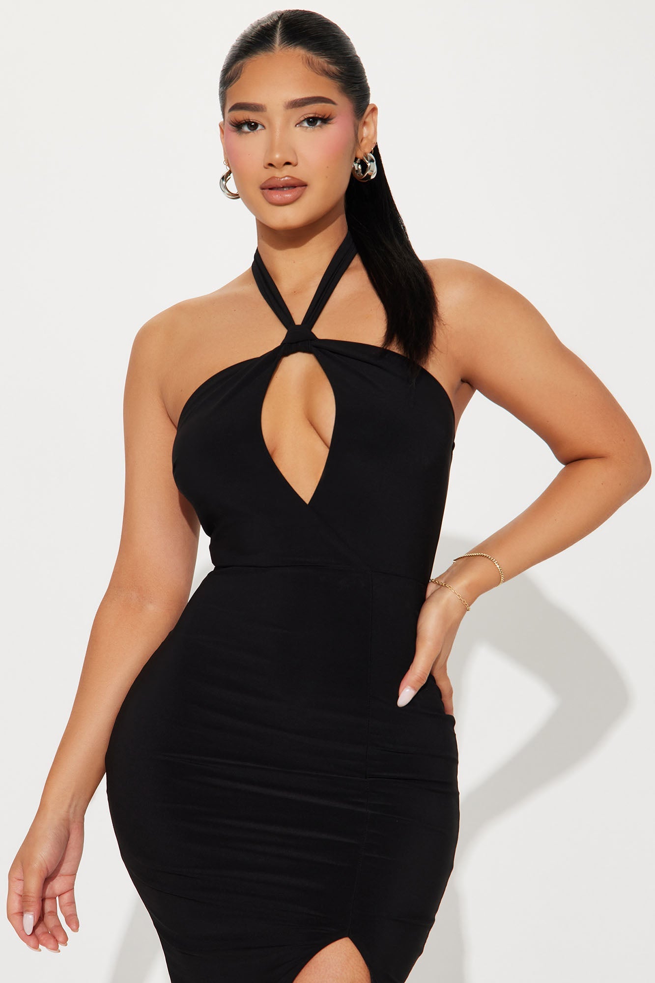 Bonbon Halter Maxi Dress - Black