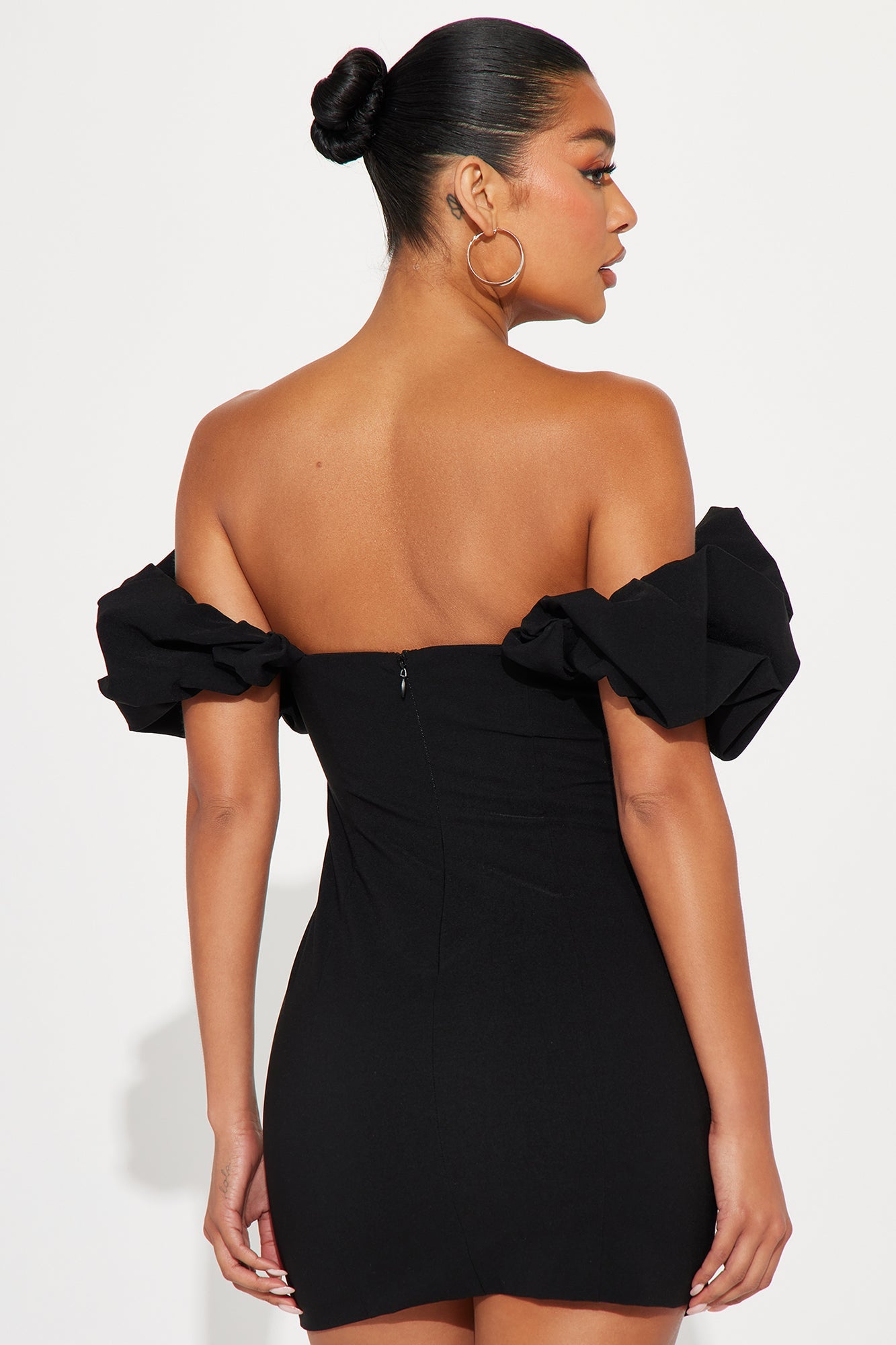 Romy Ruffle Off Shoulder Mini Dress - Black