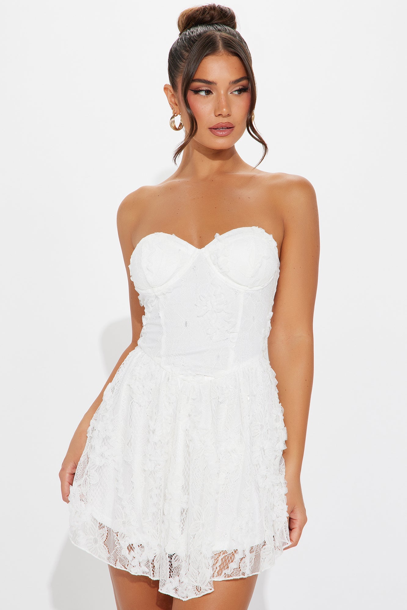 Sara Lace Corset Mini Dress - White