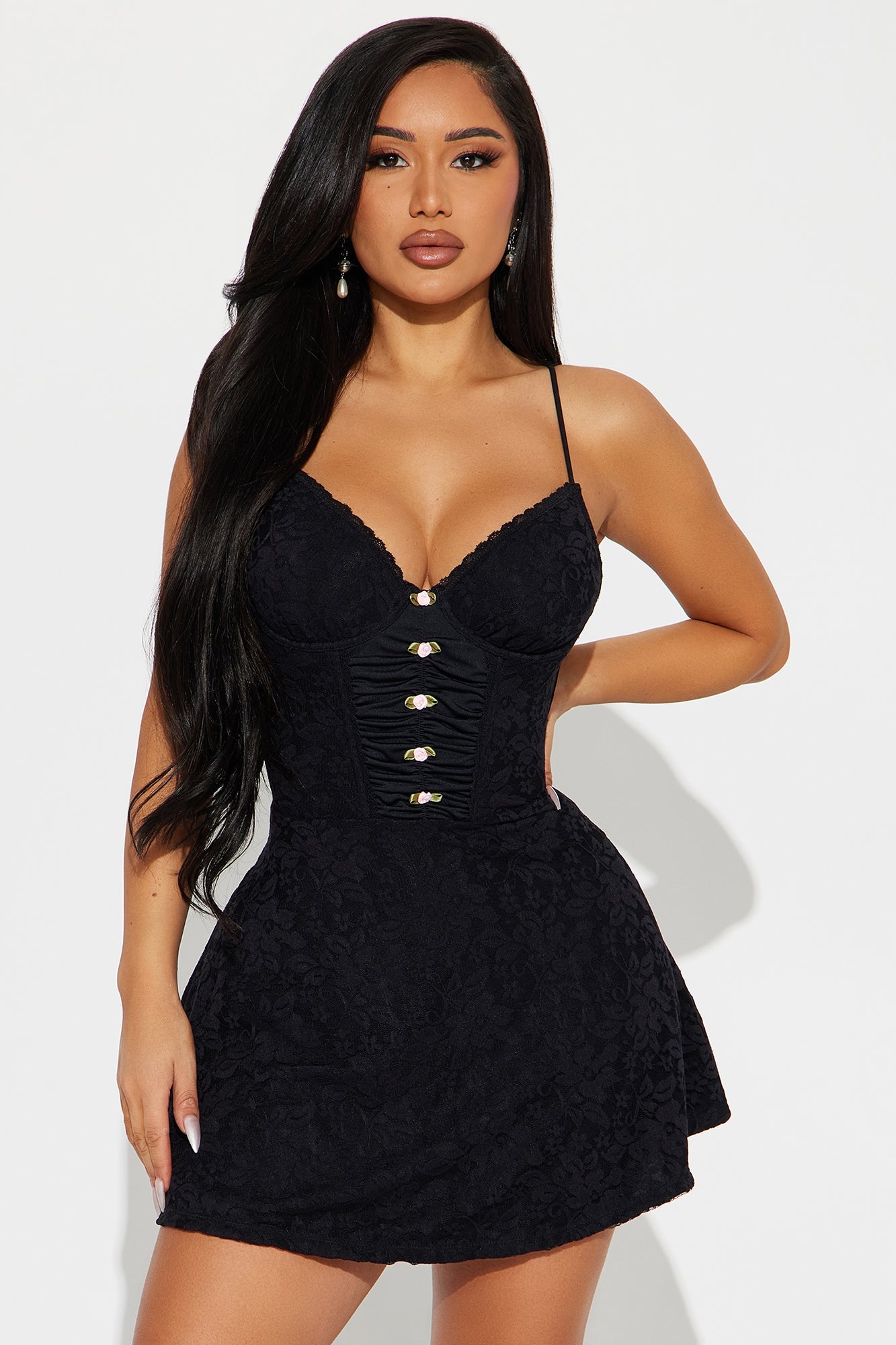 Daniella Lace Mini Dress - Black