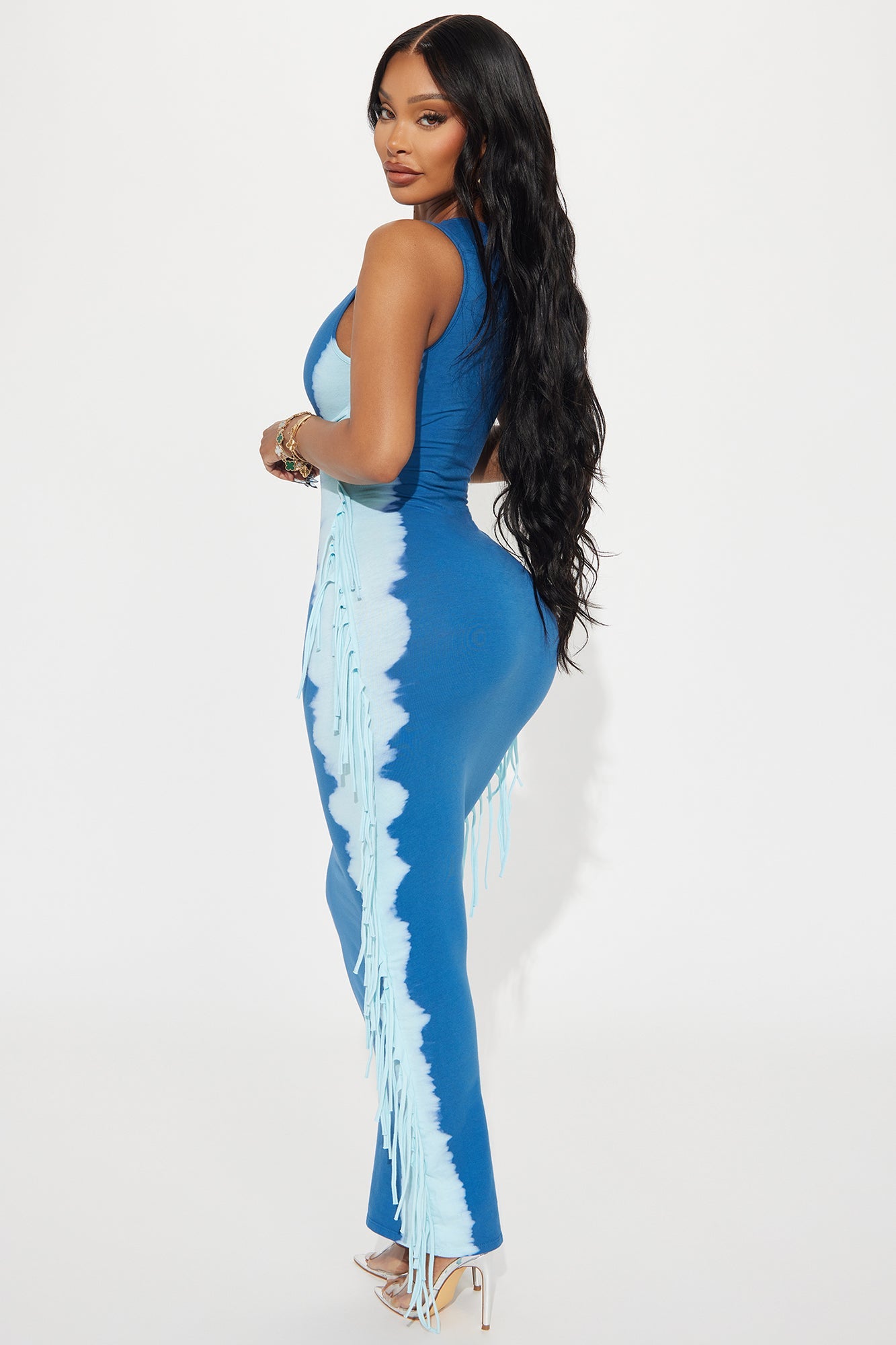 Makenzie Fringe Maxi Dress - Blue/combo