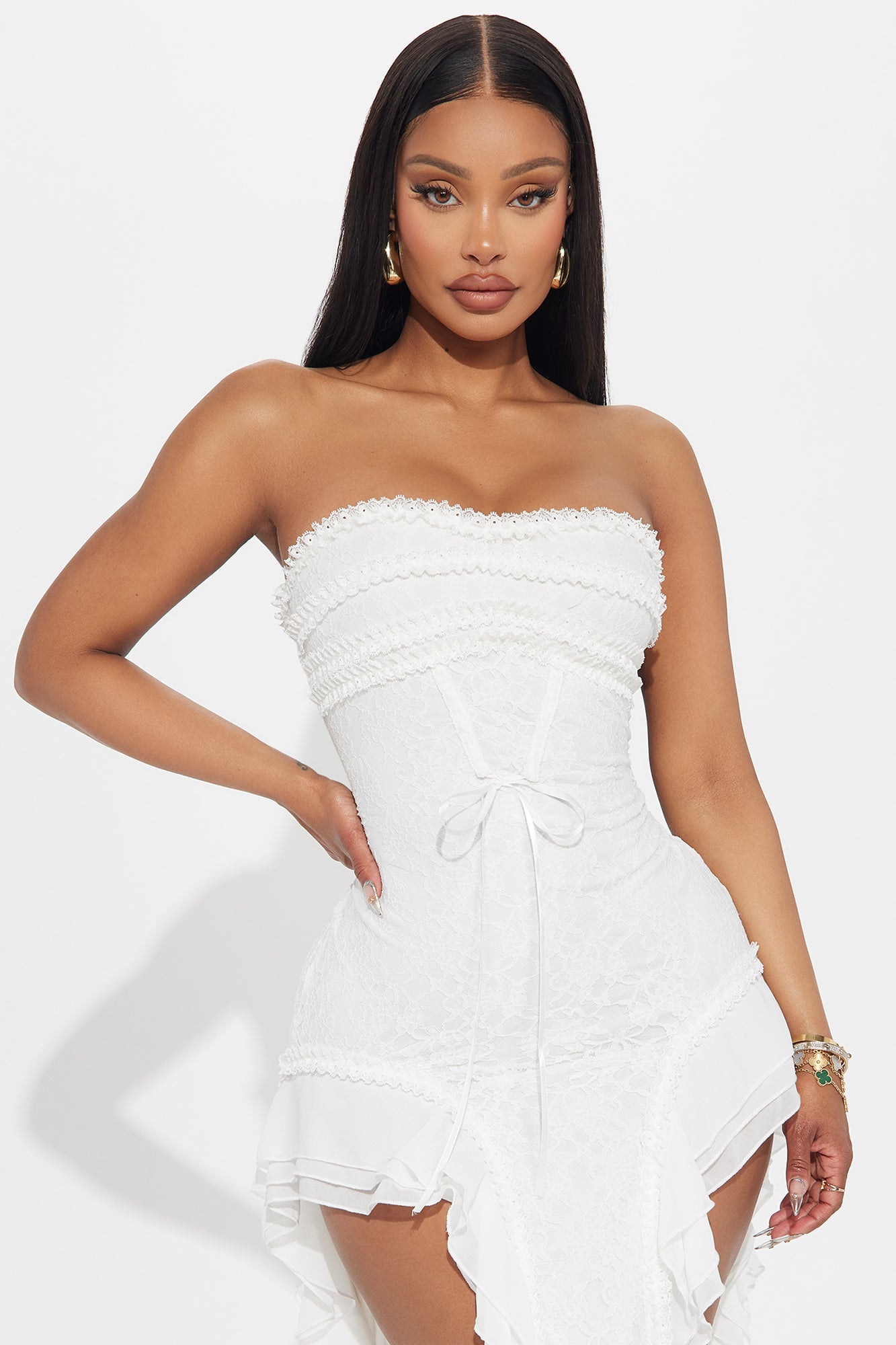Elle Lace Maxi Dress - White