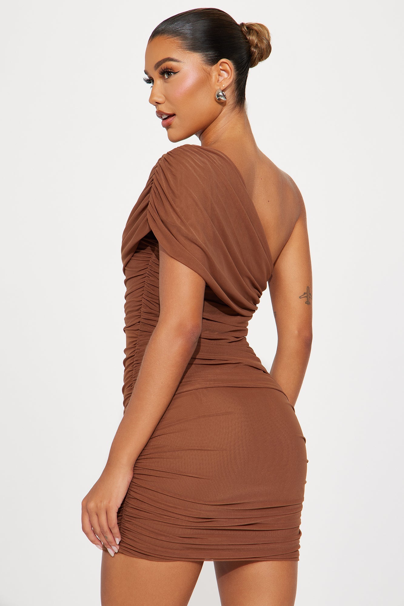 Kendall Mesh Mini Dress - Brown