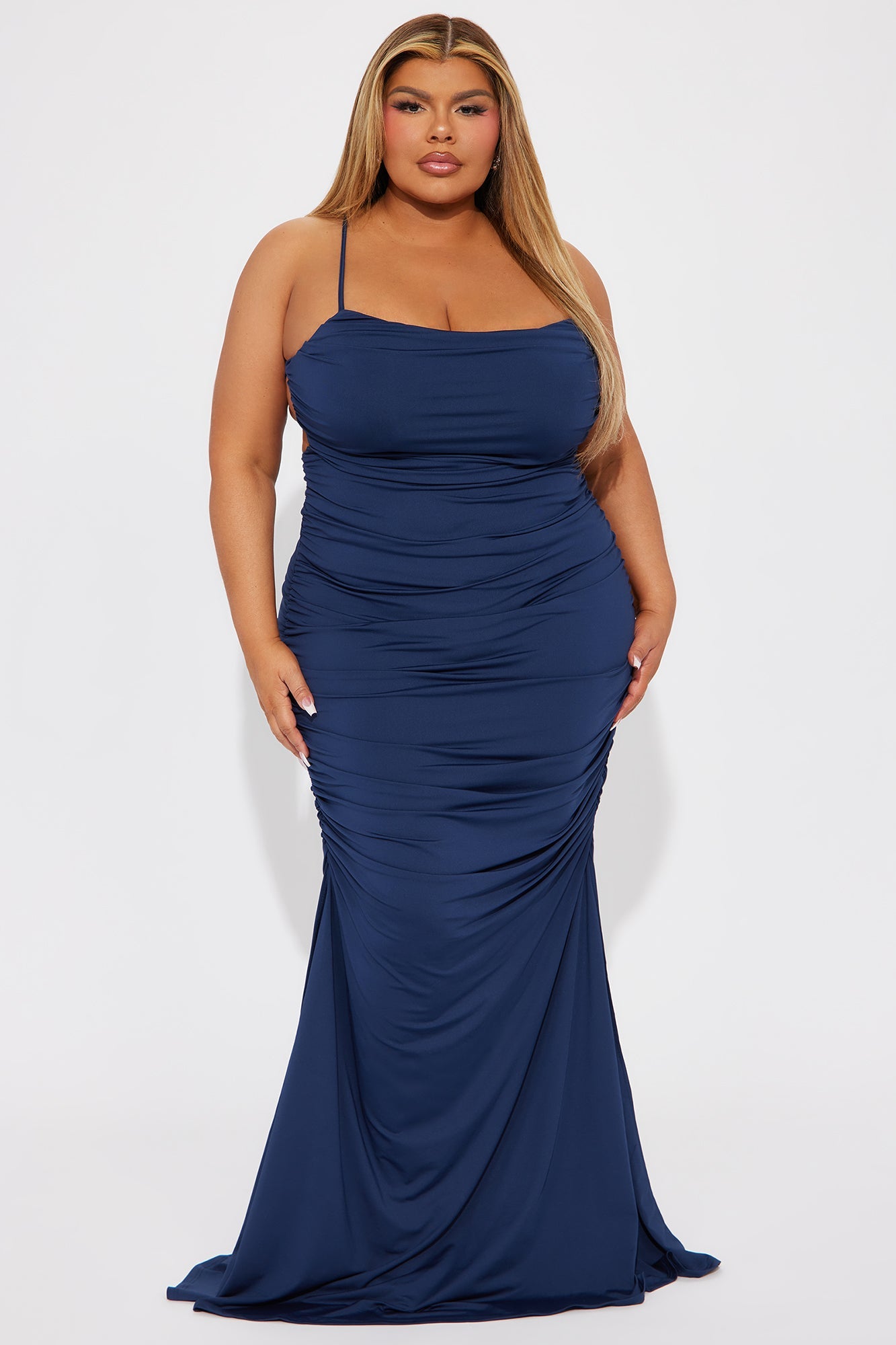 Scarlett Ruched Gown - Navy