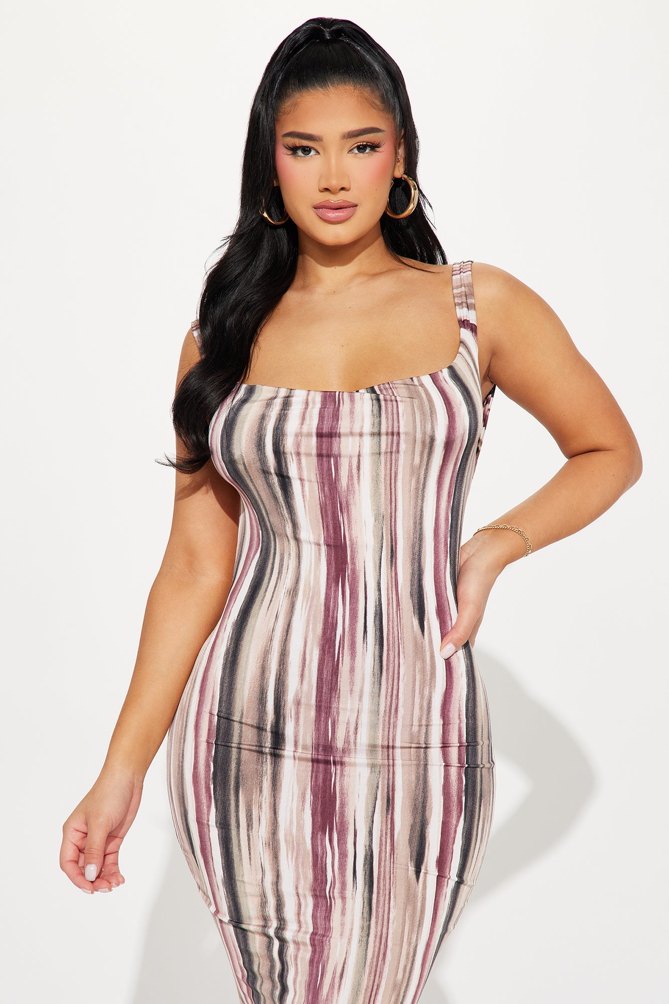 Erica Backless Maxi Dress - Brown/combo