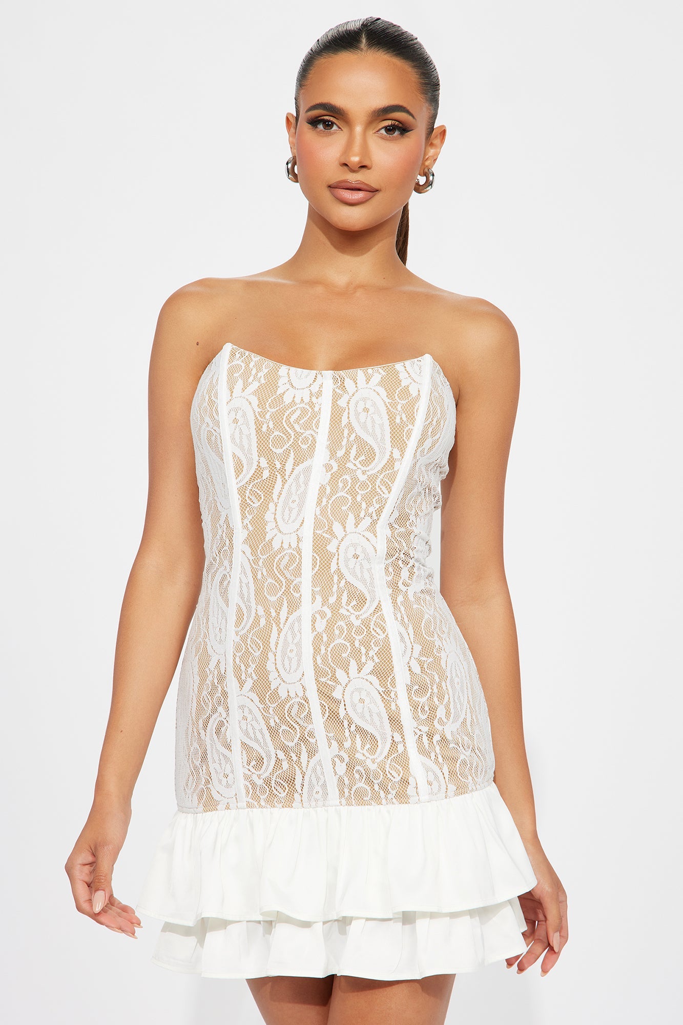 Lost In Lace Mini Dress - White