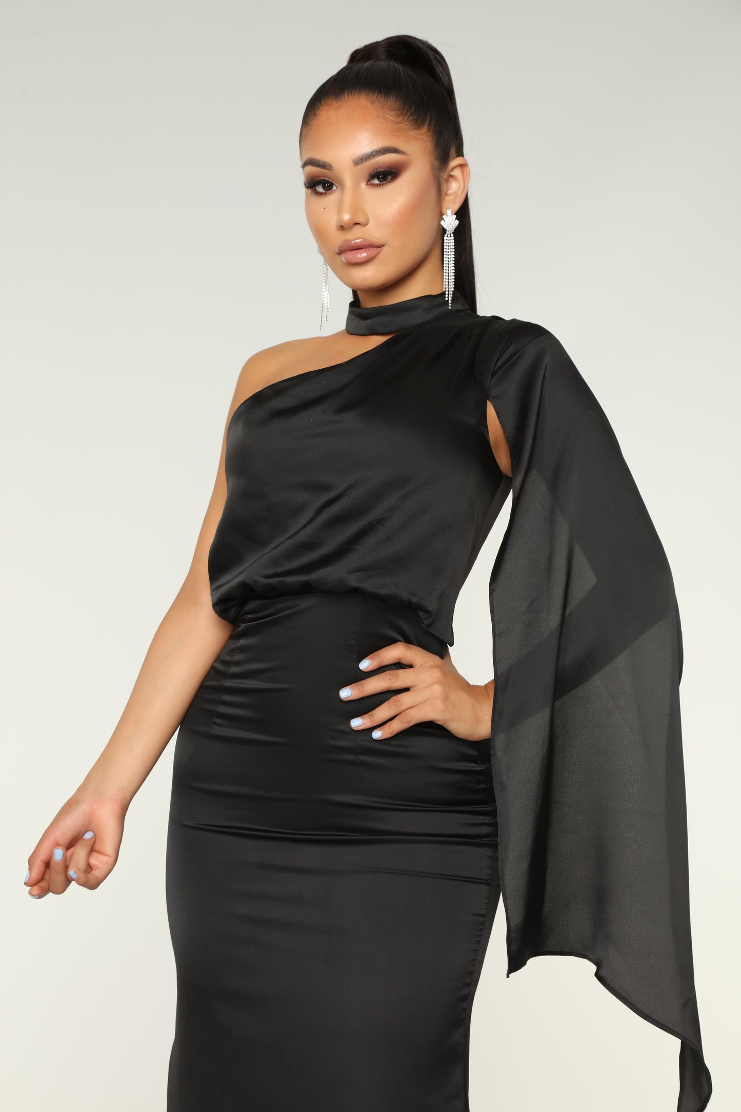 Let Your Love Shine Satin Dress - Black