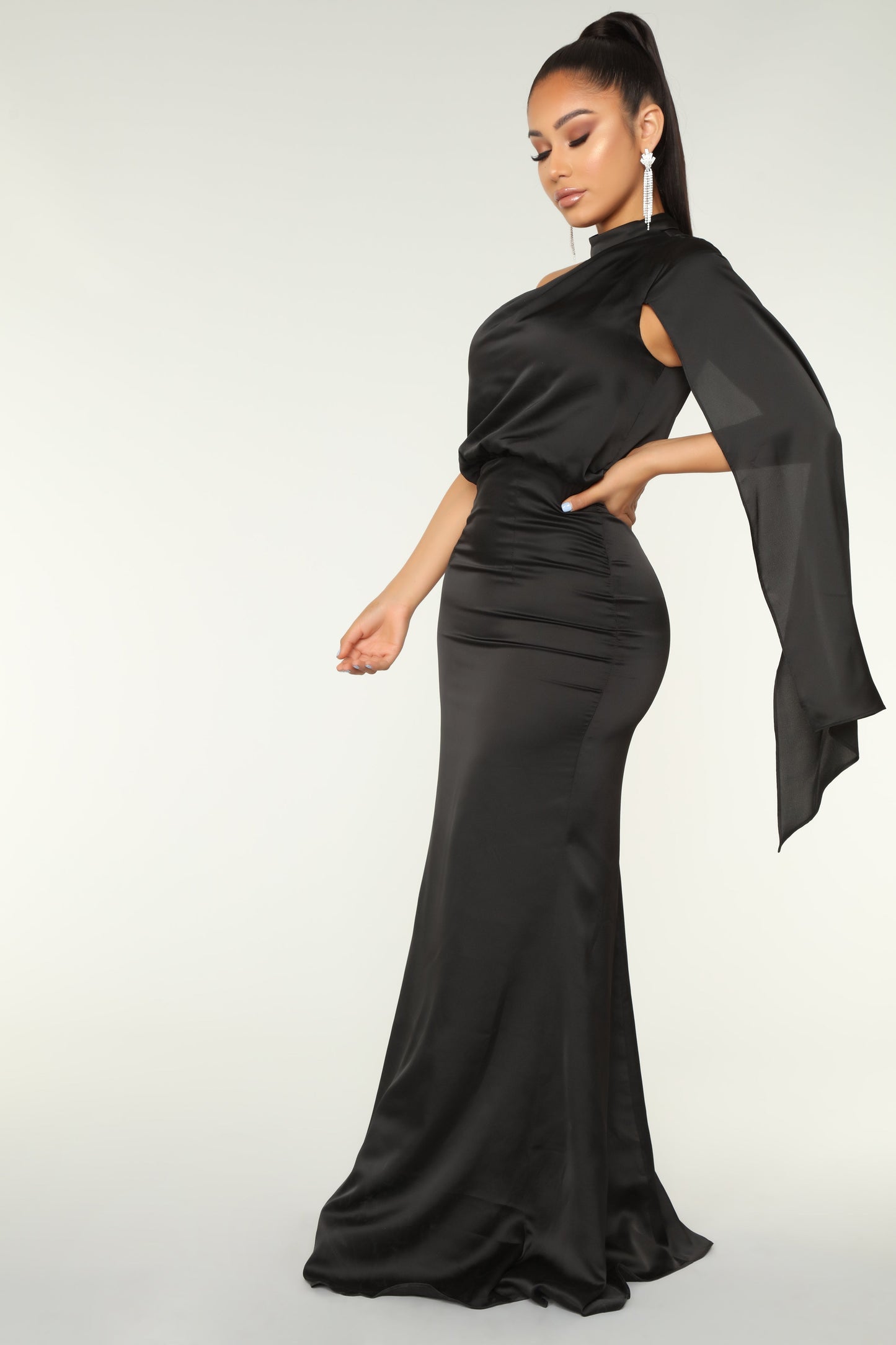 Let Your Love Shine Satin Dress - Black