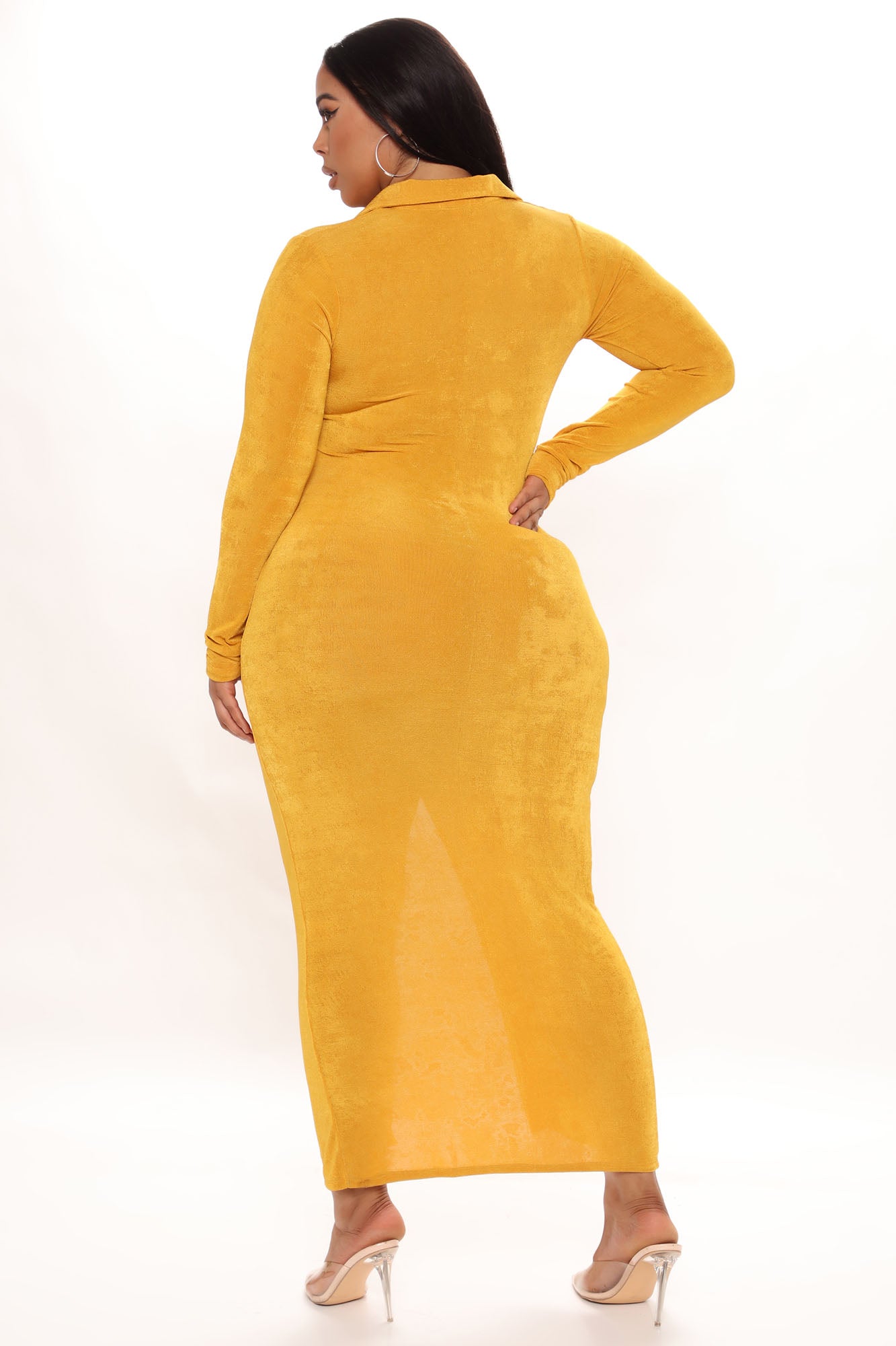 Take Over Control Slinky Maxi Dress - Mustard