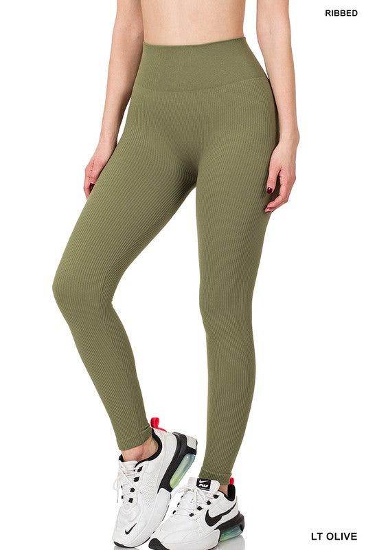 Women's Activewear Ribbed Seamless High Waisted Full Length Leggings