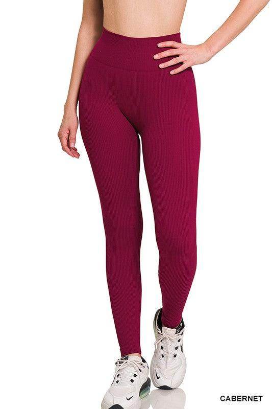 Women's Activewear Ribbed Seamless High Waisted Full Length Leggings