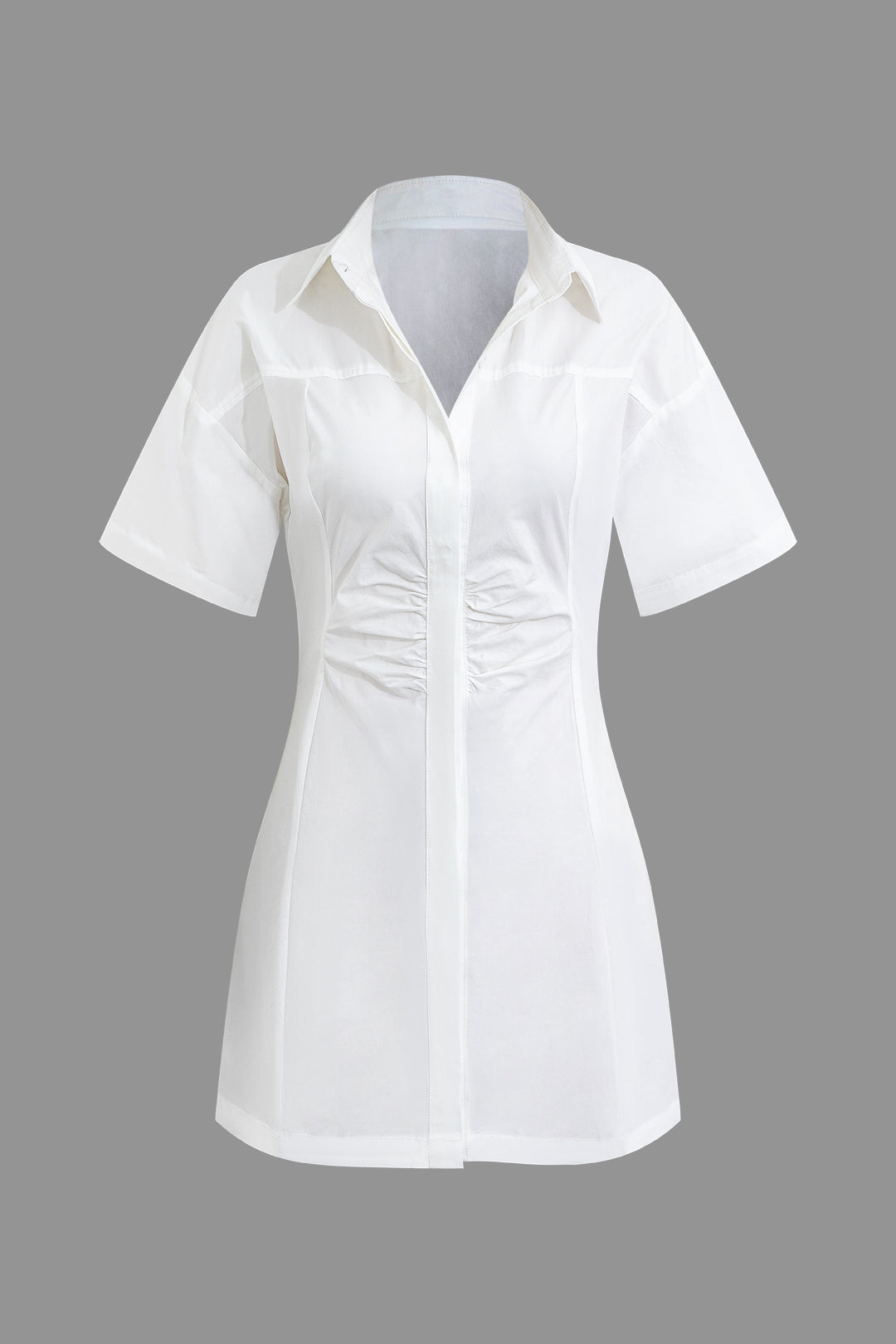 Solid Short Sleeve Mini Shirt Dress