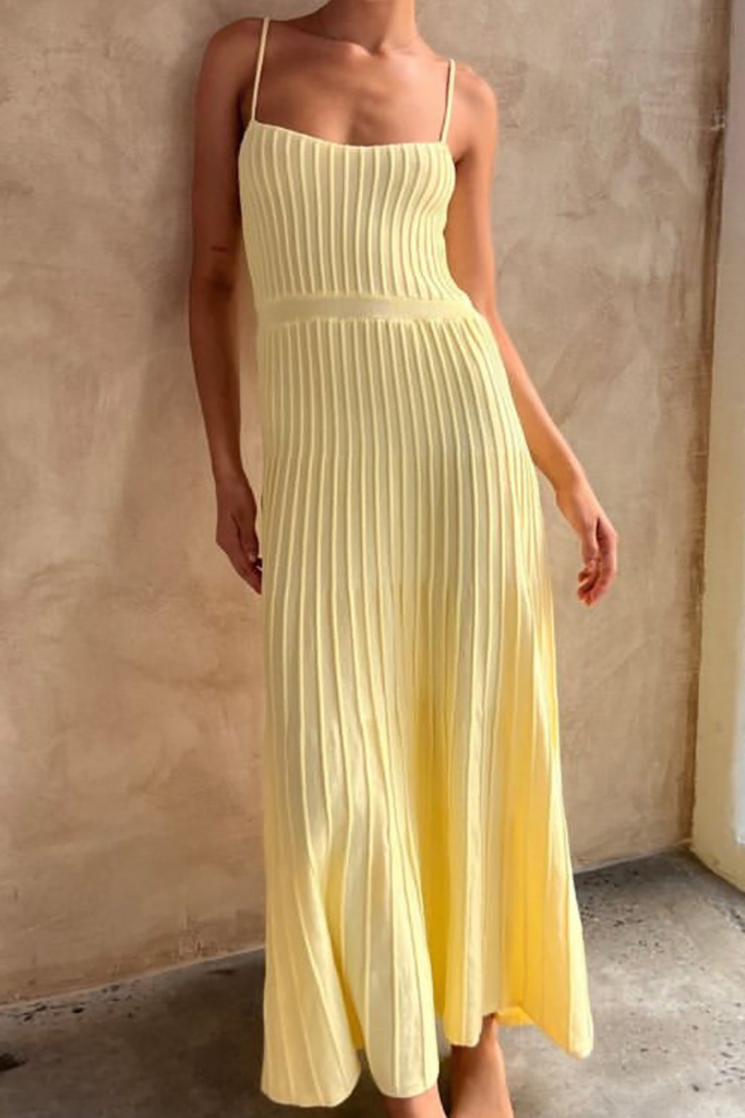 Solid Slip Rib Knit Maxi Dress
