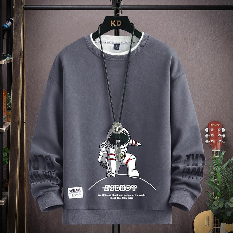 English Round Neck Spaceman Sweater Men's Loose Casual - amazitshop