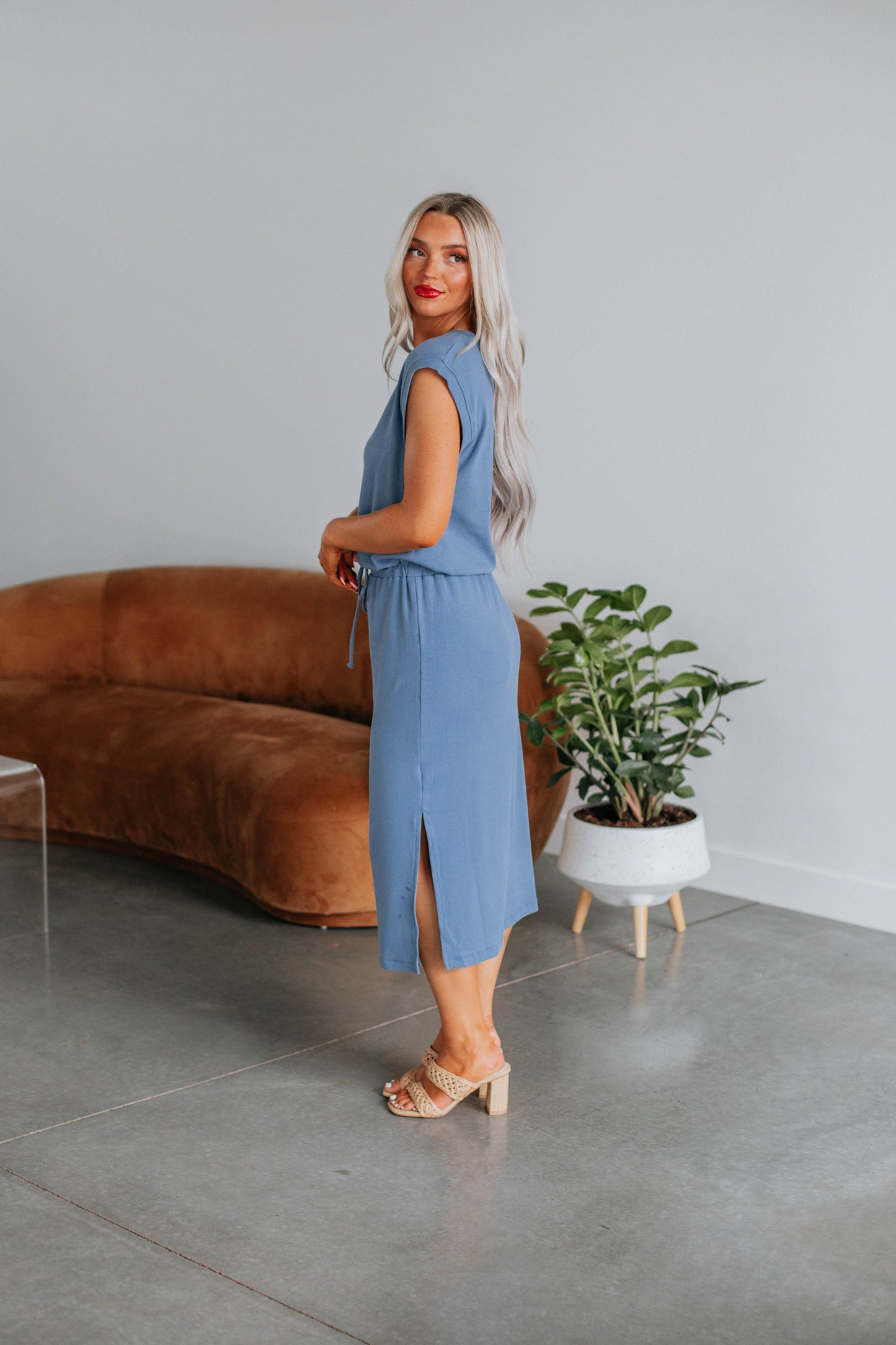 Connie Midi Dress - Steel Blue