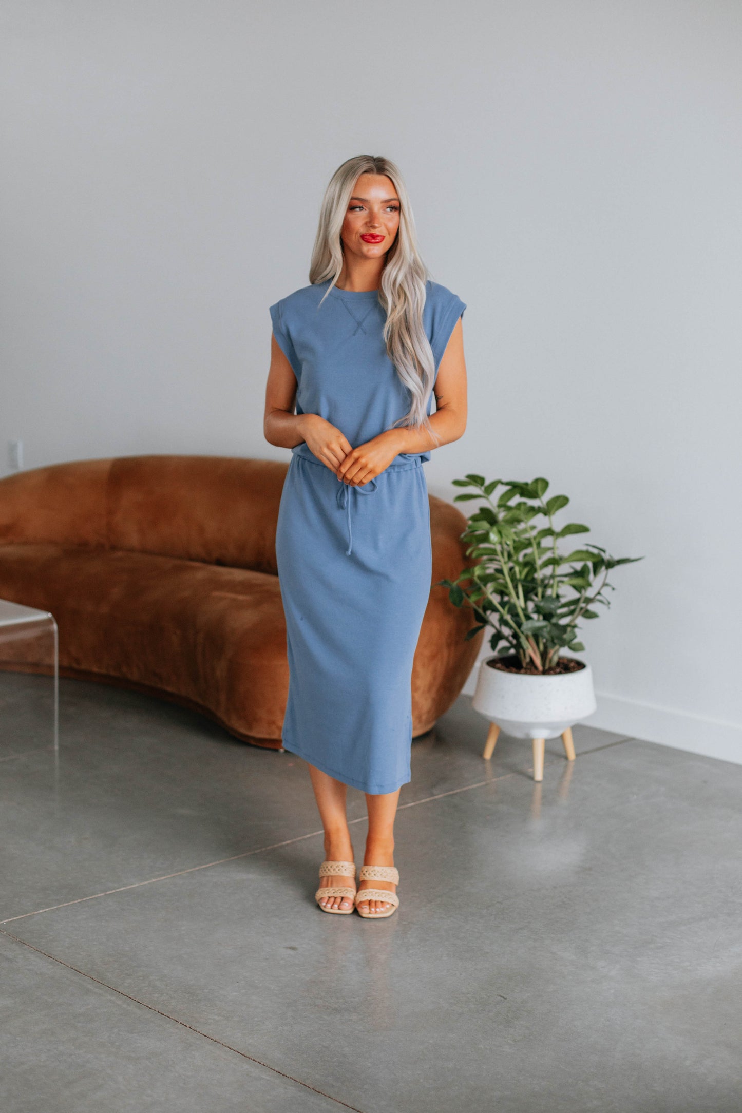 Connie Midi Dress - Steel Blue