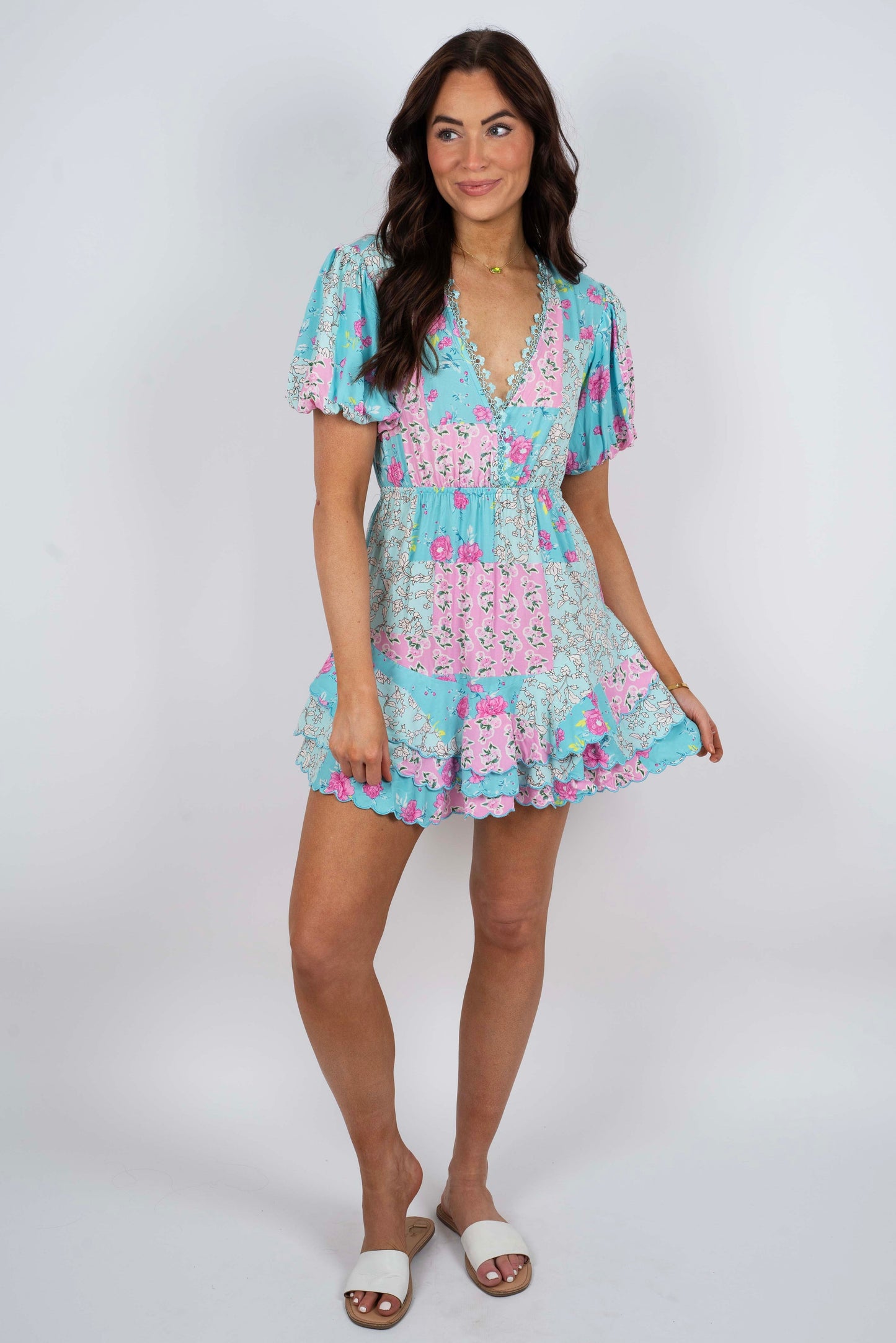 Comes And Goes Dress (Blue Pink)