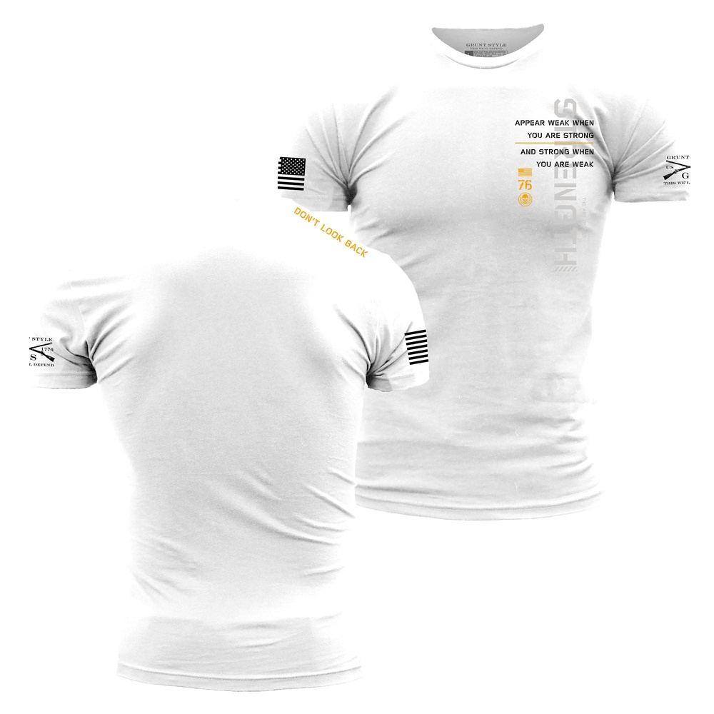 Don't Look Back White Training Shirts for the Gym